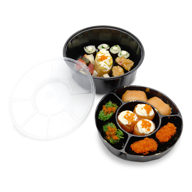 Round Food Packaging Double Layer Disposable Plastic Takeout Lunch Box
