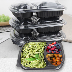  Microwaveable 3 compartment food container for take out food 