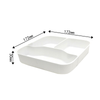 Square microwaveable 3-compartment black / clear hinged takeout food container 