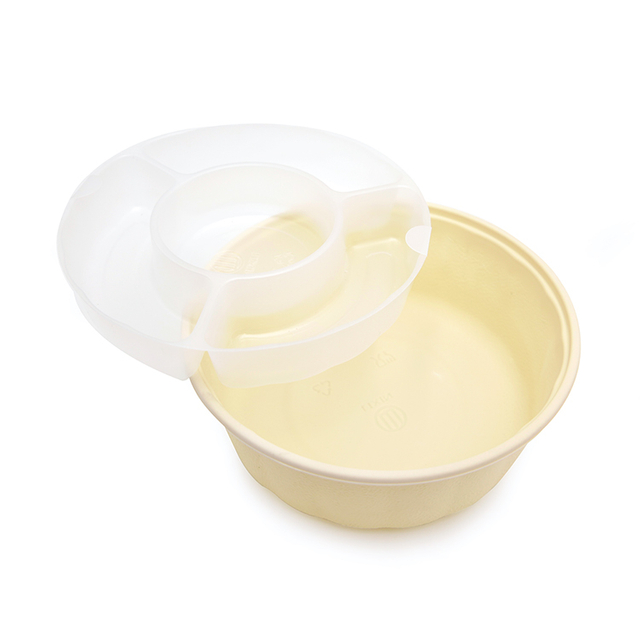 Double Layer Round Shape Biodegradable Cornstarch Takeaway Food Box