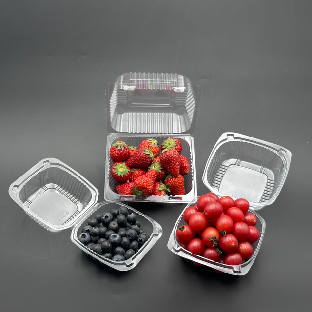 Transparent Disposable Food Packaging Square Plastic Clamshell PET Fruit box