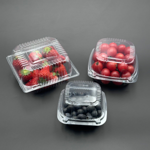 Transparent Disposable Food Packaging Square Plastic Clamshell PET Fruit box