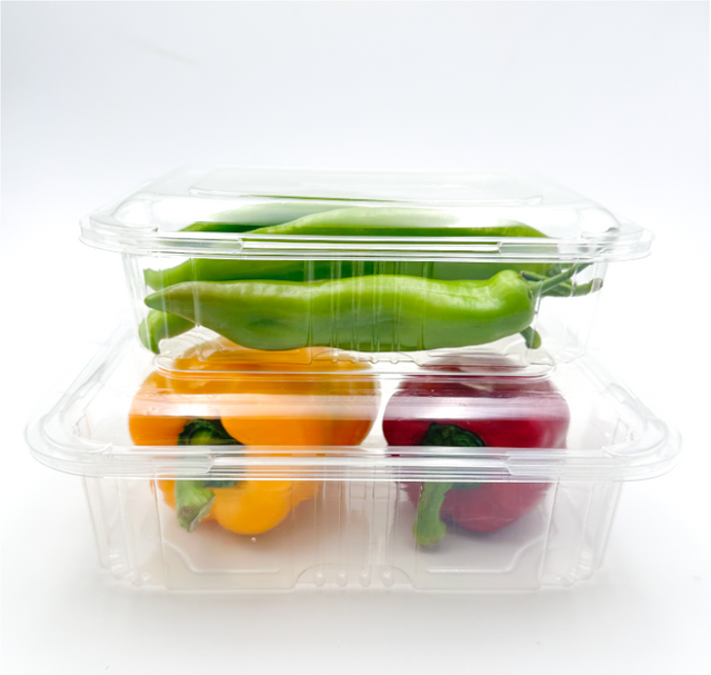 Transparent Disposable Food Packaging Square Plastic Clamshell PET Fruit box