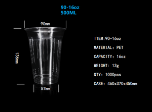 16oz Clear disposable Plastic Cups for cold beverage and hot drink